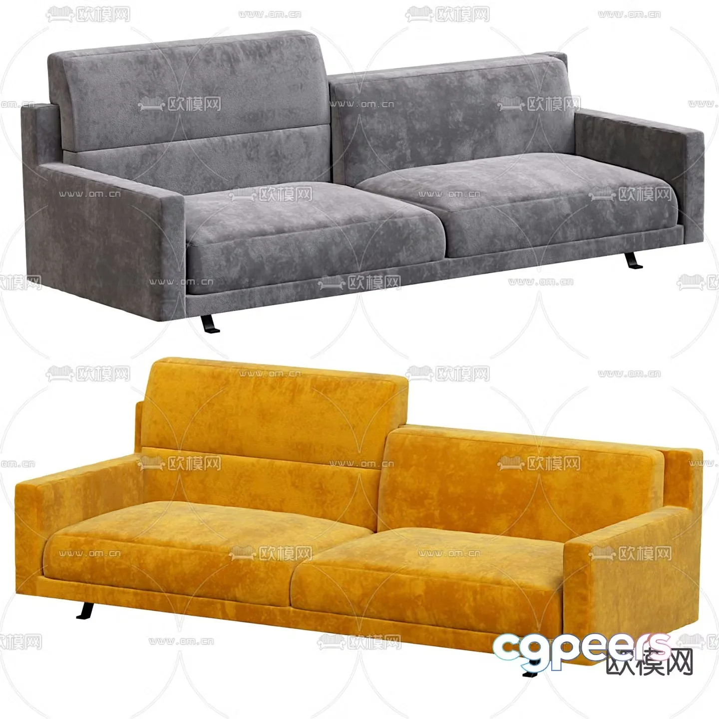 3d model of double sofa