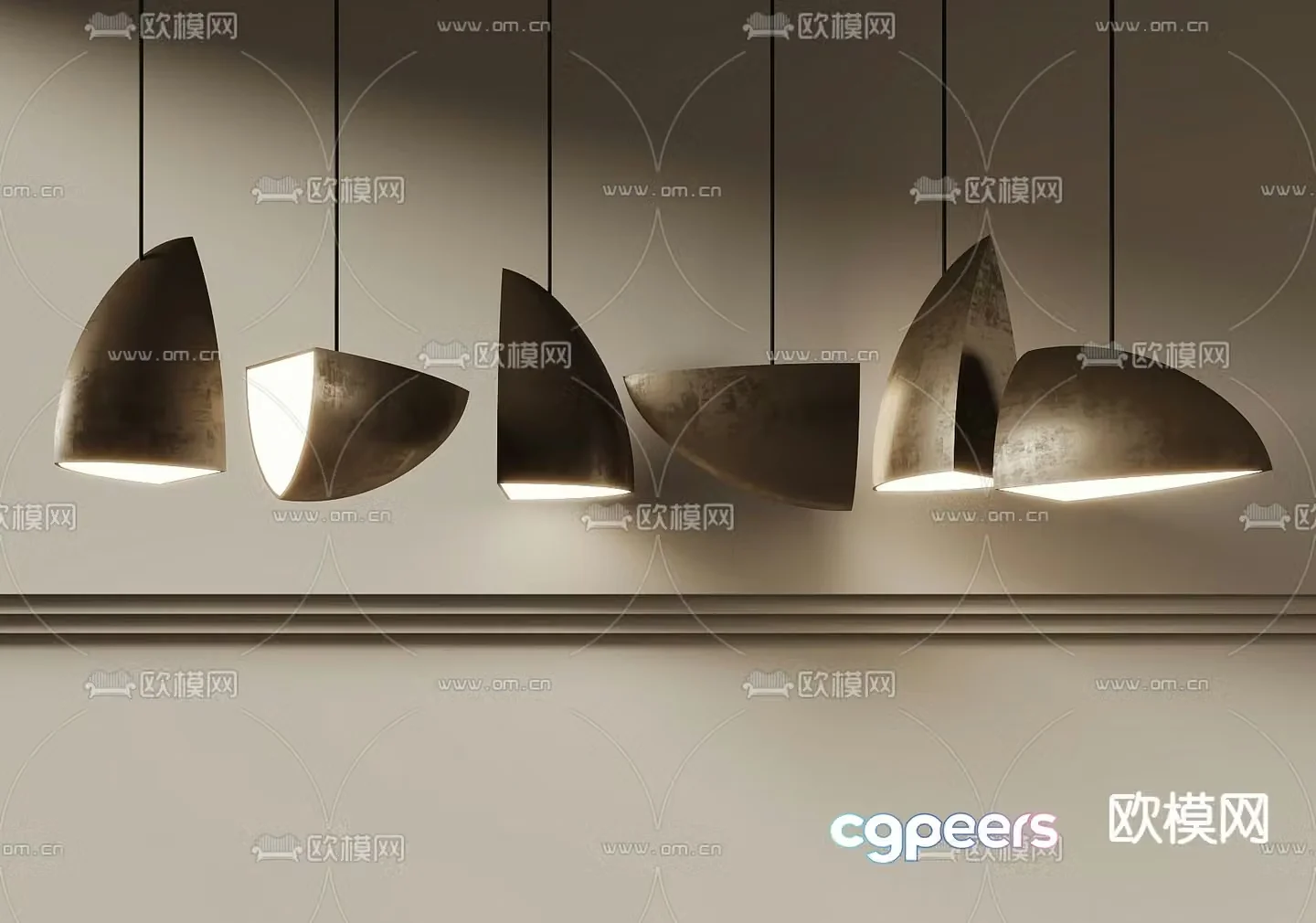 Modern metal art chandelier 3d model