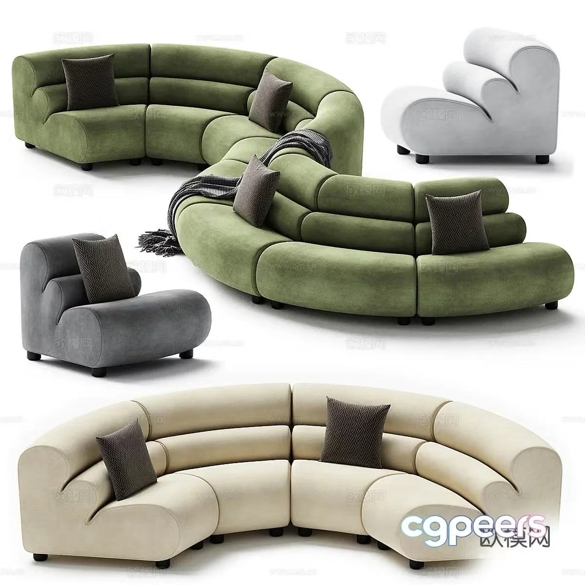 Modern Italian LINDAU special-shaped sofa 3D model