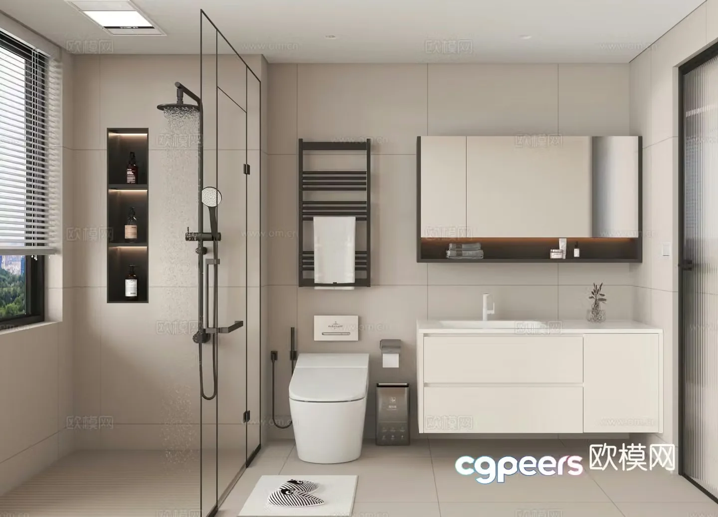 Bathroom Bathroom Shower Bathroom Cabinet Toilet 3D Model