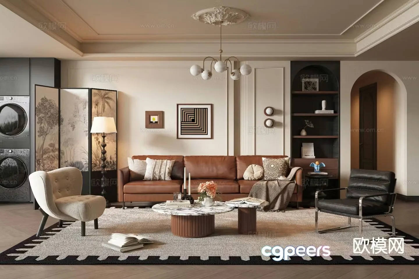 Middle-aged living room 3d model