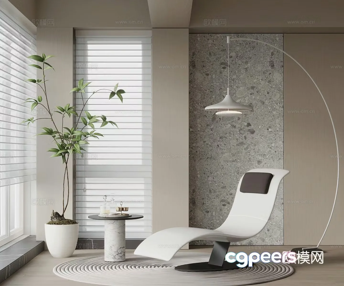 Recliner modern leisure lounge chair floor lamp side 3D model