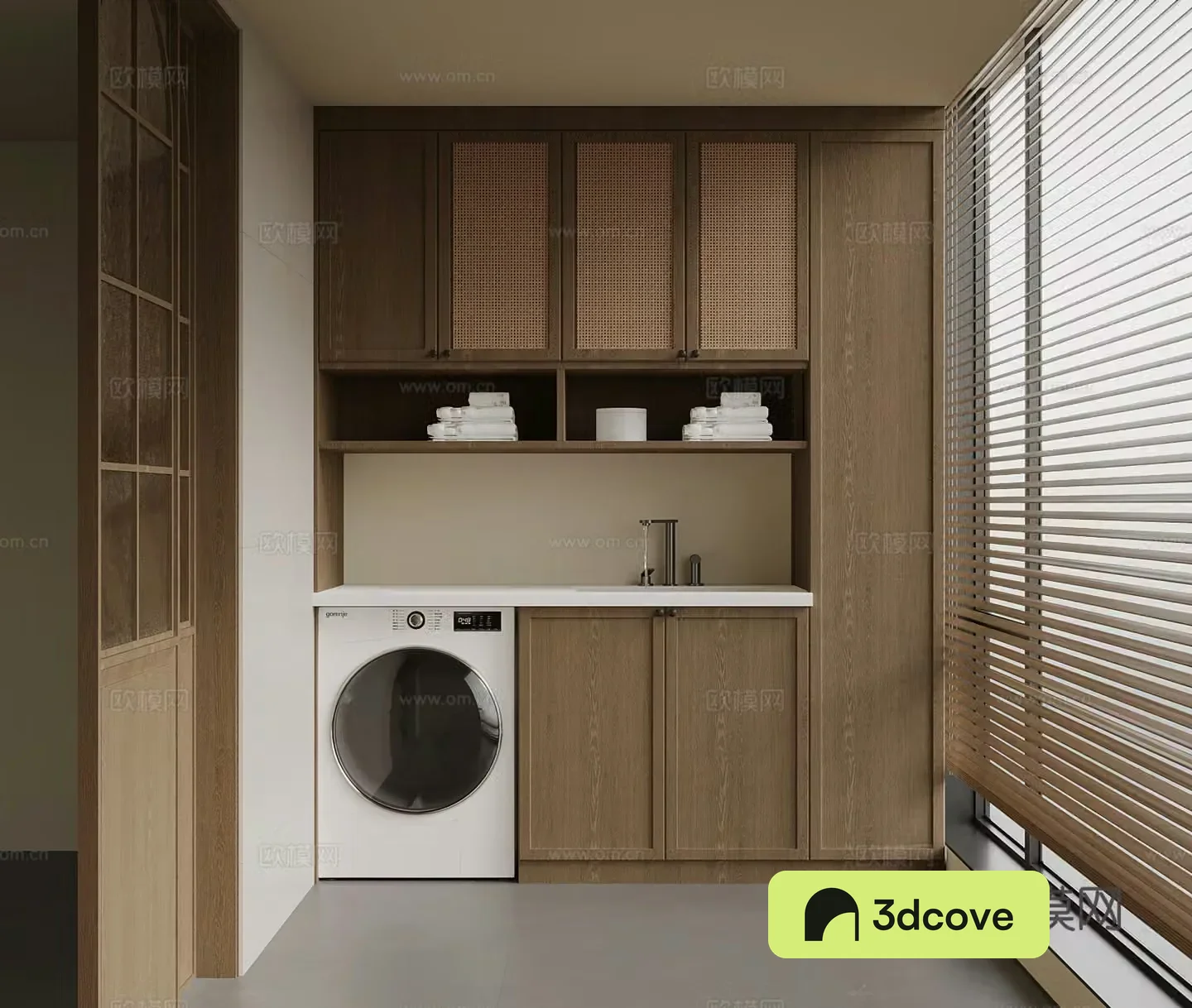 New Chinese style balcony washing machine cabinet