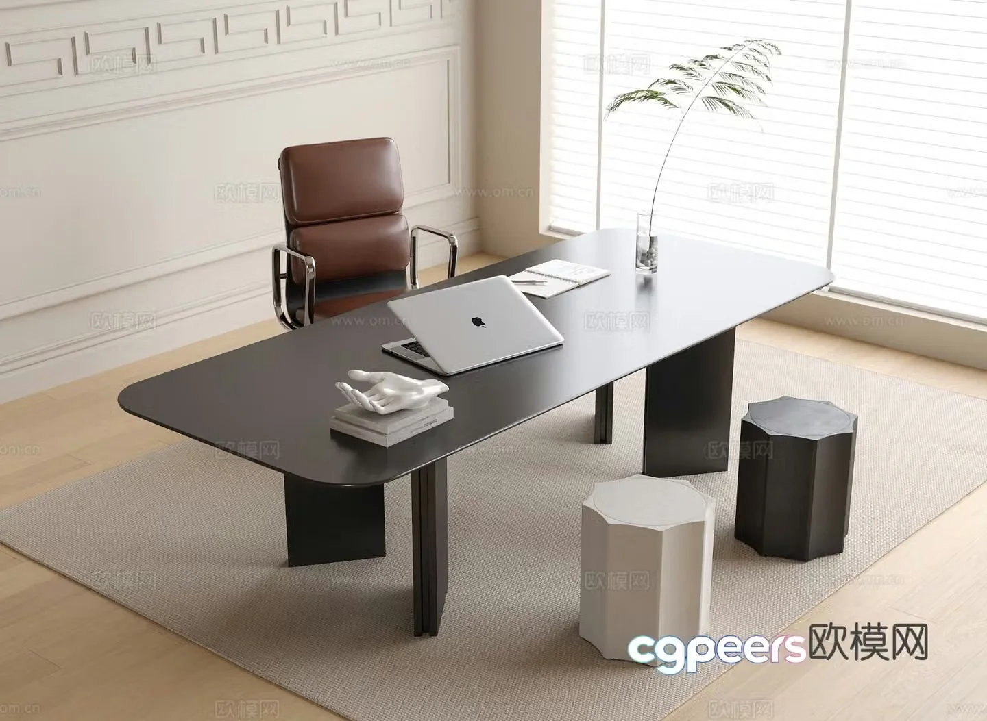 Modern desk writing desk computer desk 3d model