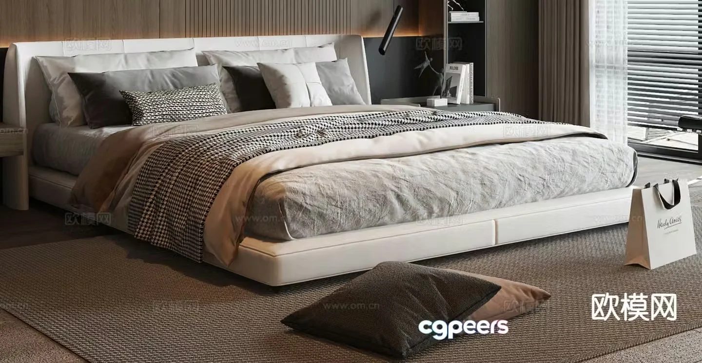Modern double bed 3d model
