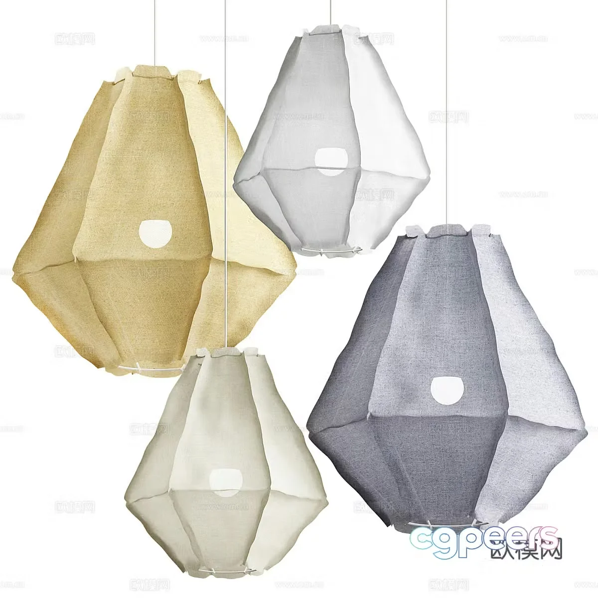 New Chinese parchment chandelier 3d model