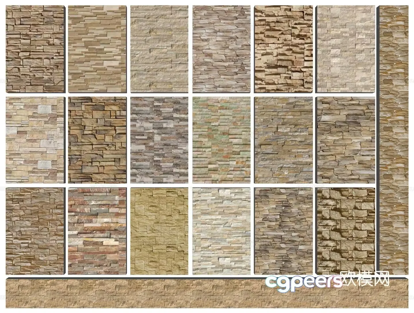 Modern cultural stone wall Stone brick wall Old wall brick Cultural brick Stone wall stone trunk Antique brick 3D model