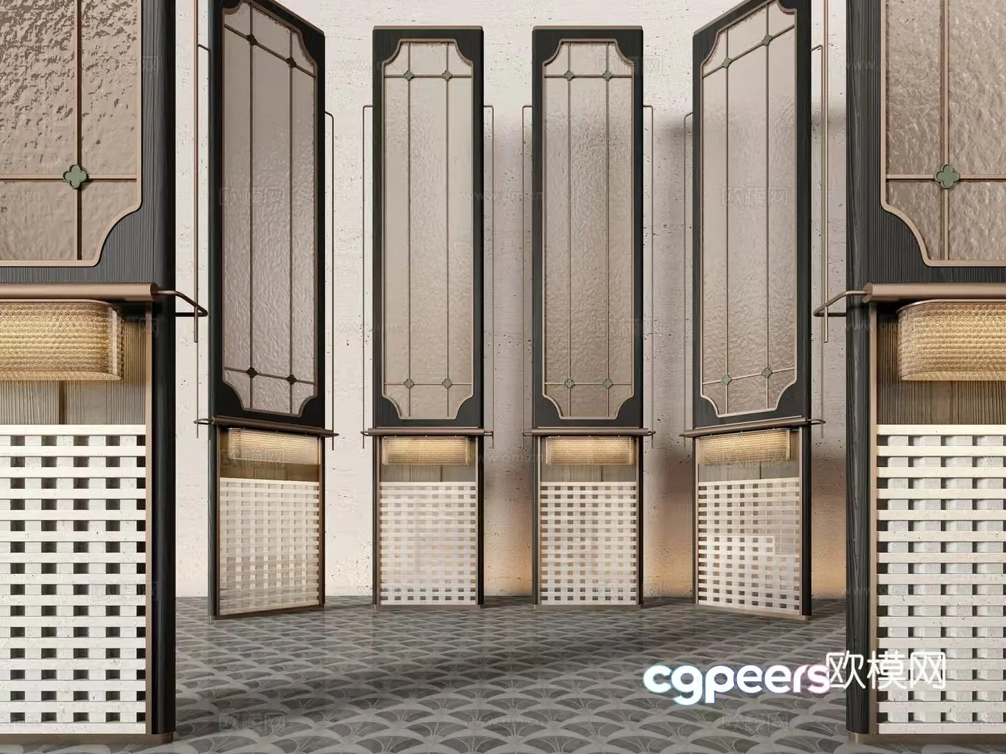 New Chinese style hotel partition 3D model