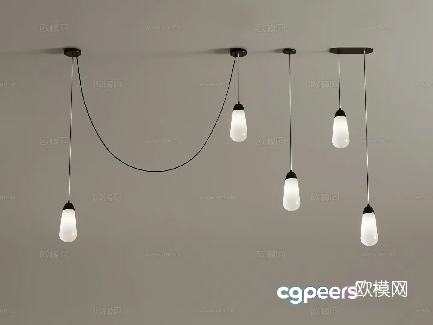 Industrial style chandelier light bulb 3d model