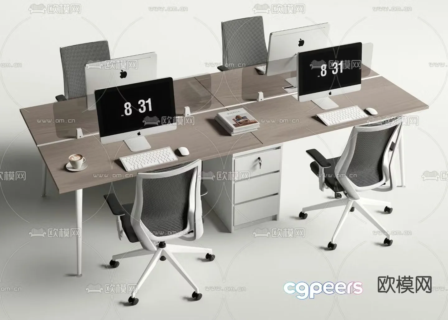 Office desk chair work station card space 3D model
