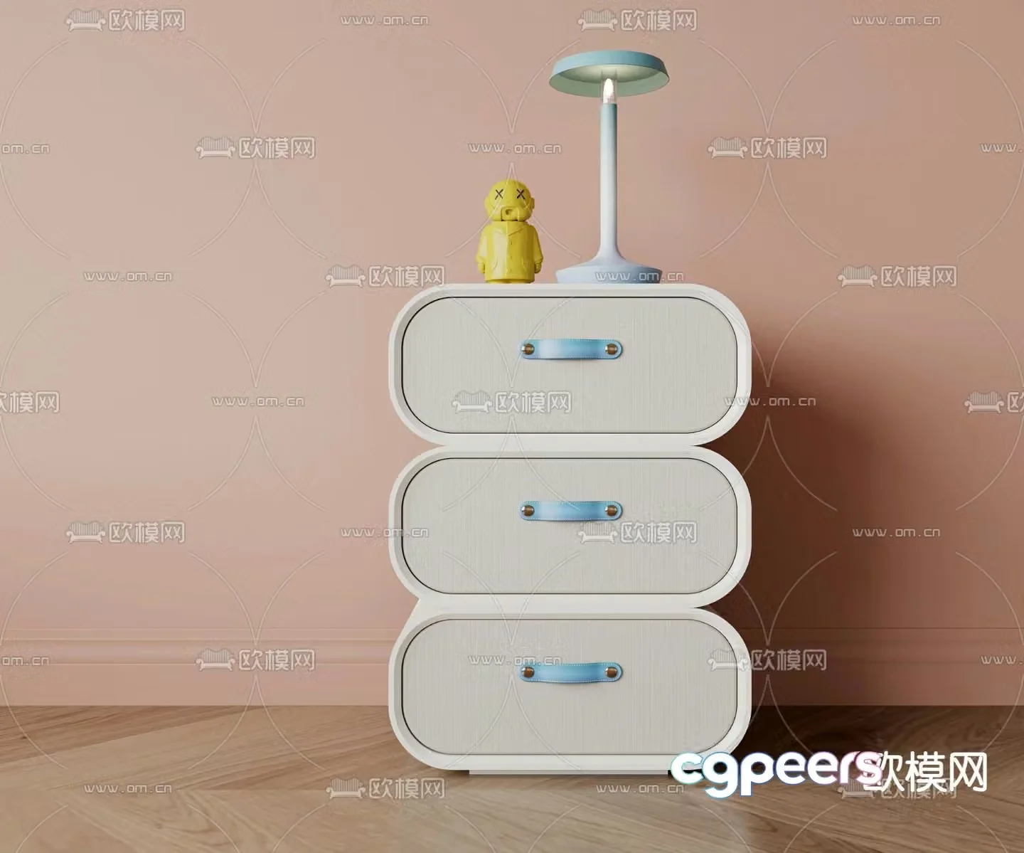 Modern cartoon drawer bedside table 3d model