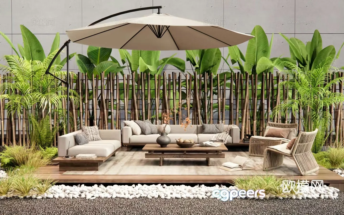 Modern outdoor sofa modular sofa 3d model