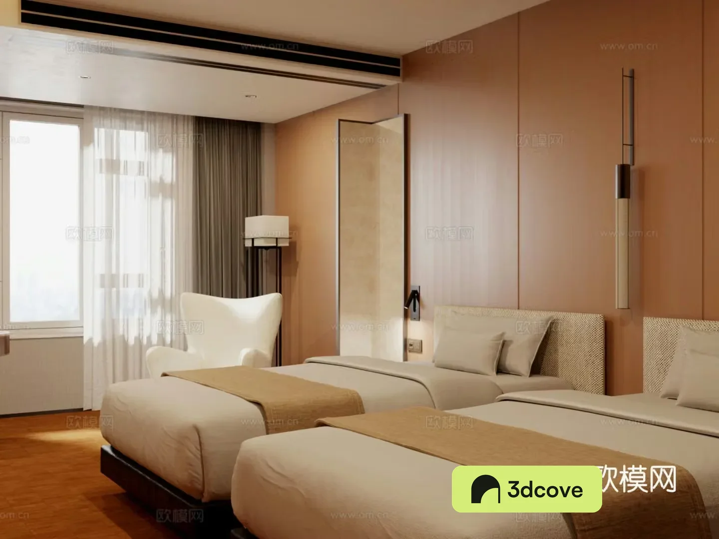New Chinese hotel room Hotel double room Leisure sofa