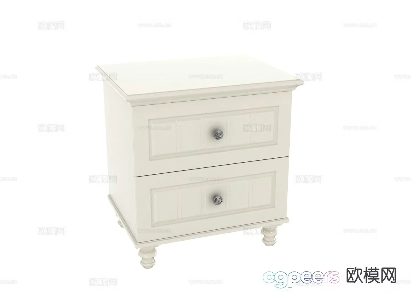 Simple European bedside table 3d model