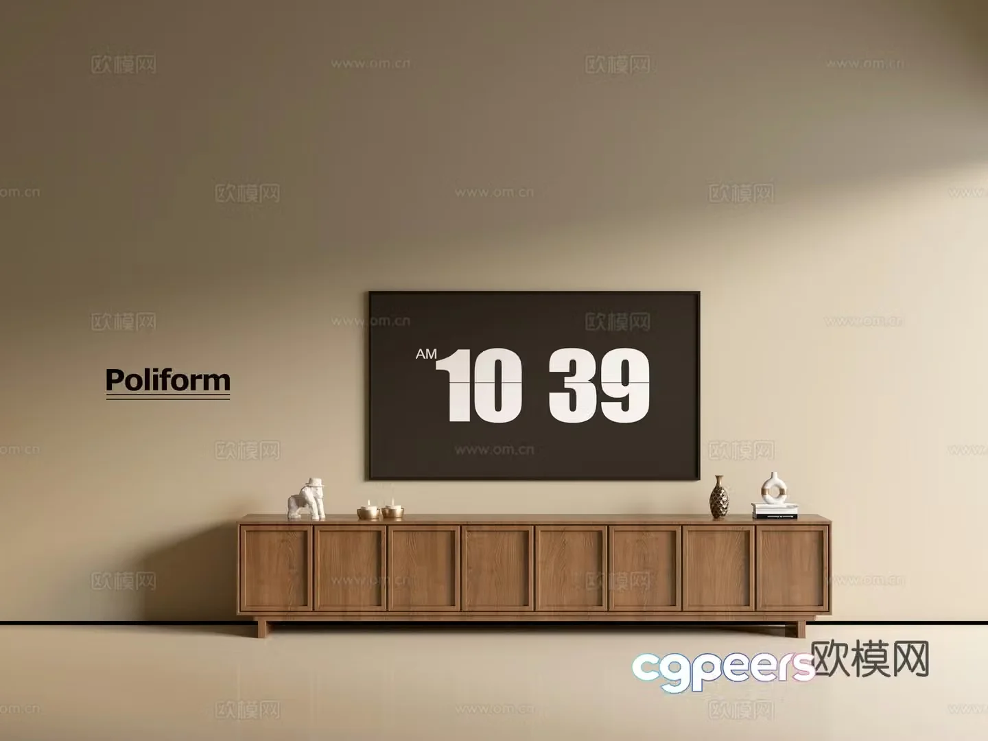 Modern wood grain TV cabinet simple side cabinet chest of drawers low cabinet whole cabinet side cabinet balcony 3D model