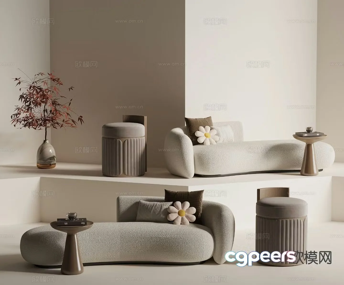 Wabi-sabi chaise longue beauty 3d model
