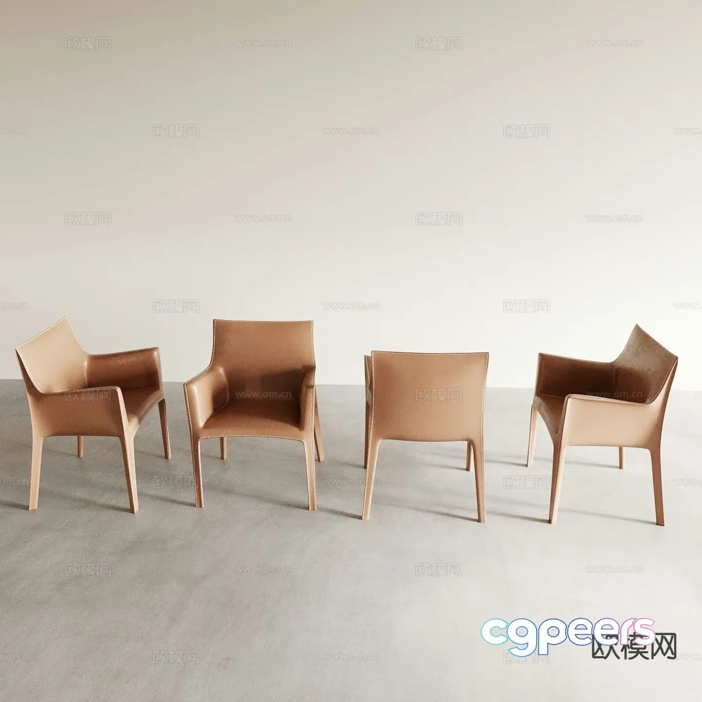 Brown Leather Chairs 3D Model – 18010 – VRAY Render