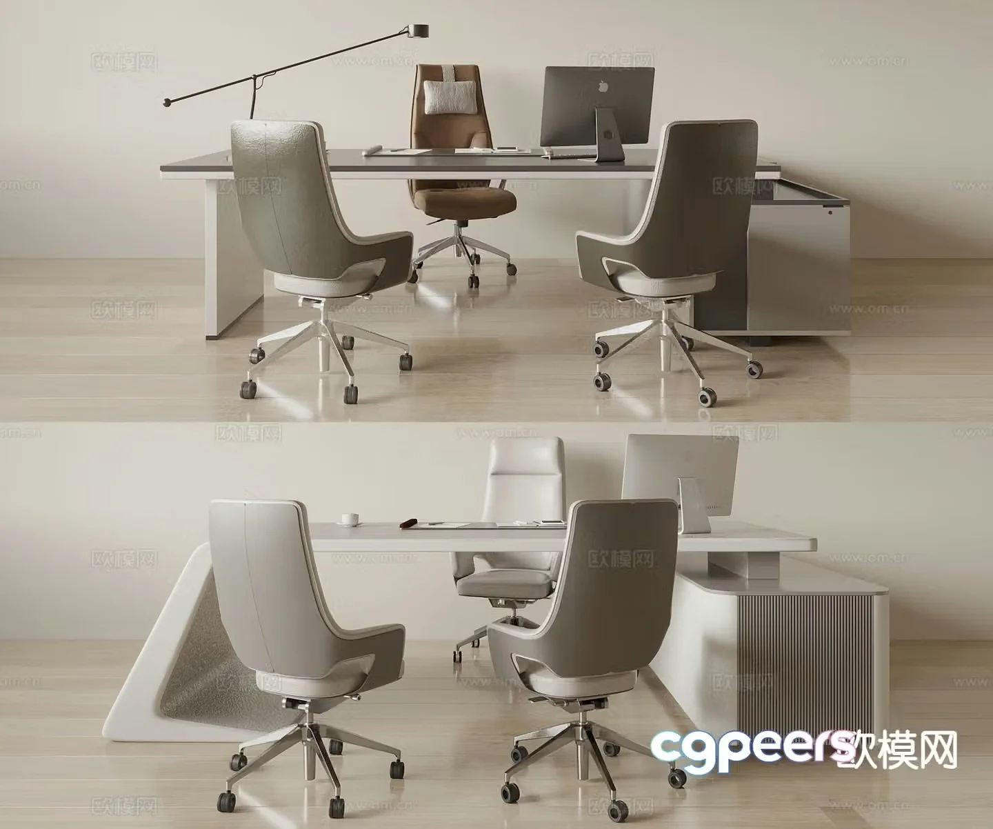 Modern desk desk desk supervisor desk 3d model