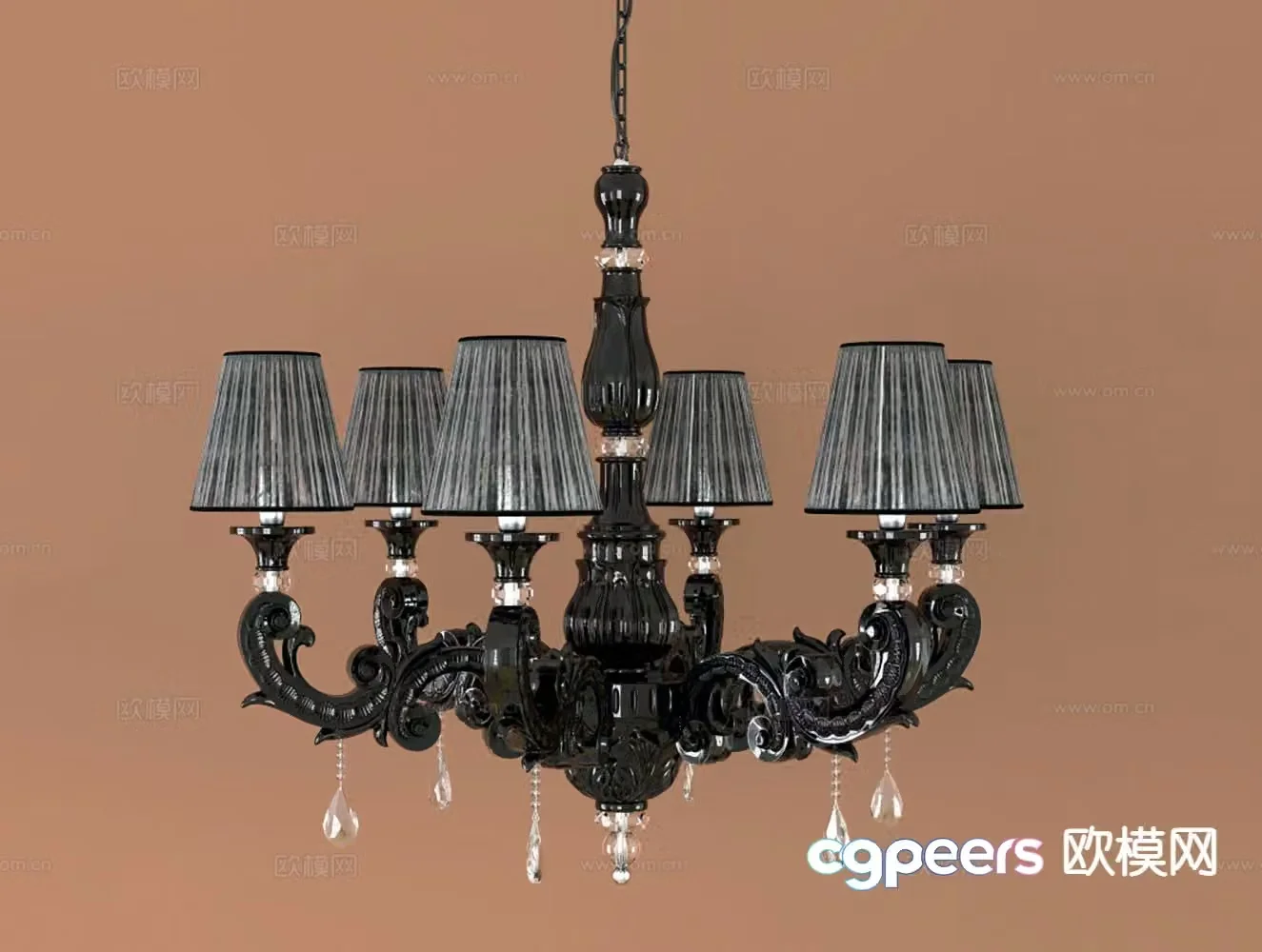 European classical chandelier multi-head chandelier 3D model