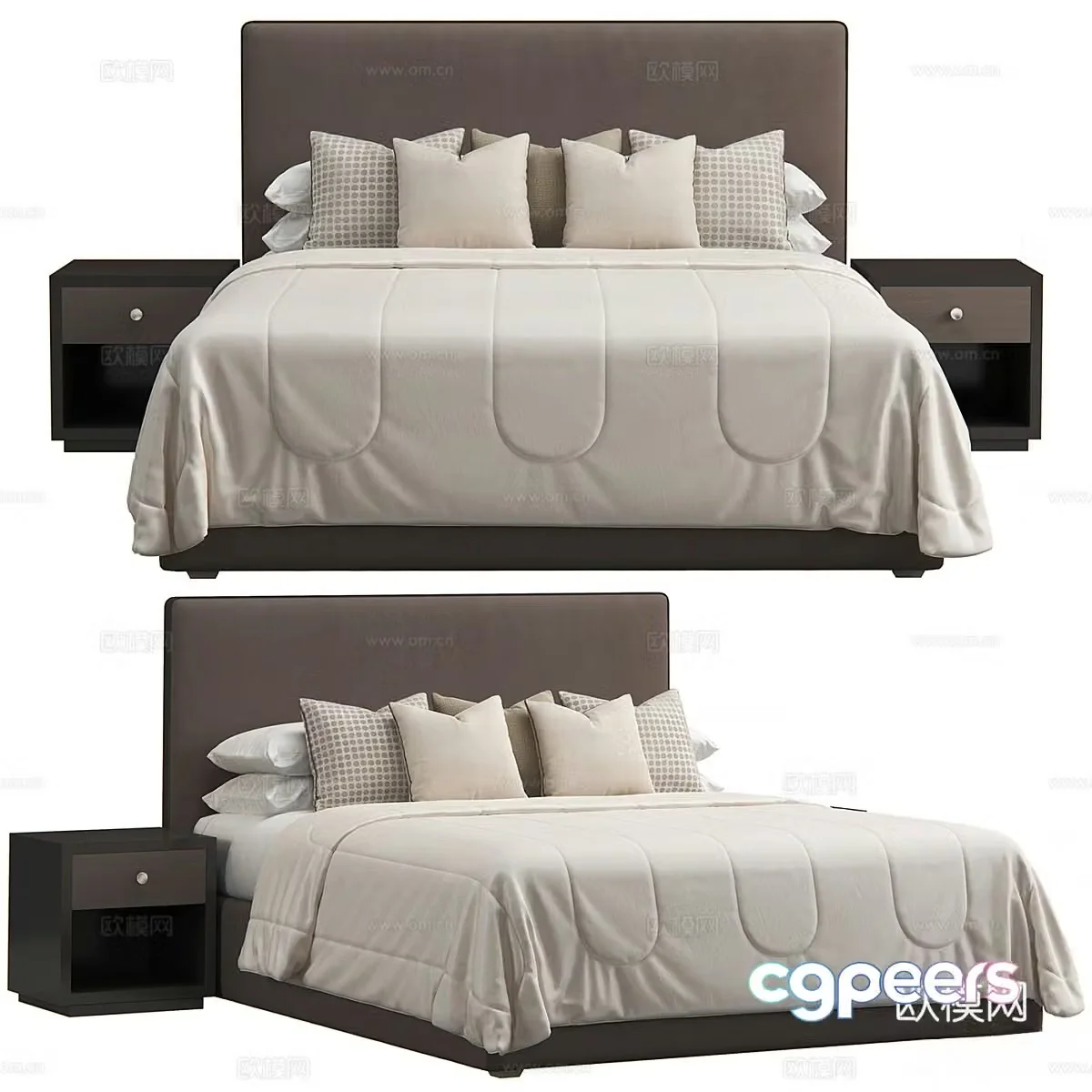 New Chinese style double bed 3d model