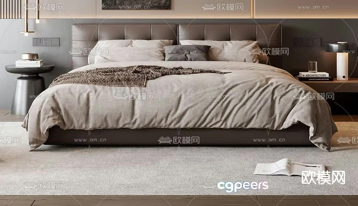 Italian double bed 3d model