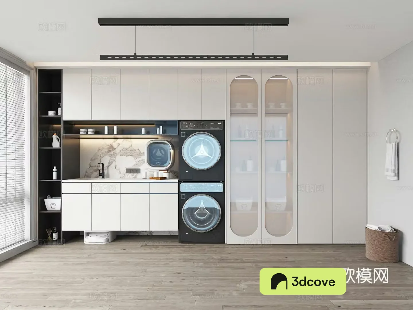 Modern laundry room balcony washing machine cabinet