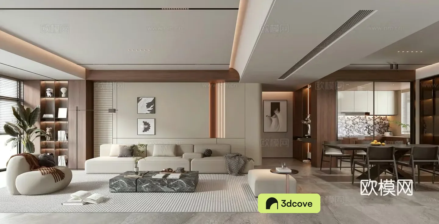 Middle-aged living room 3d model