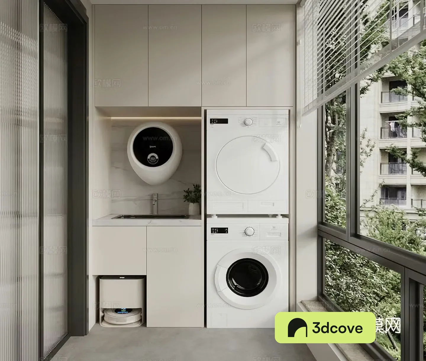 Modern balcony washing machine cabinet