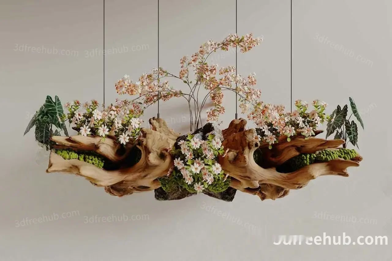 Artificial Flowers And Driftwood 3D Model – 18550 – VRAY Render