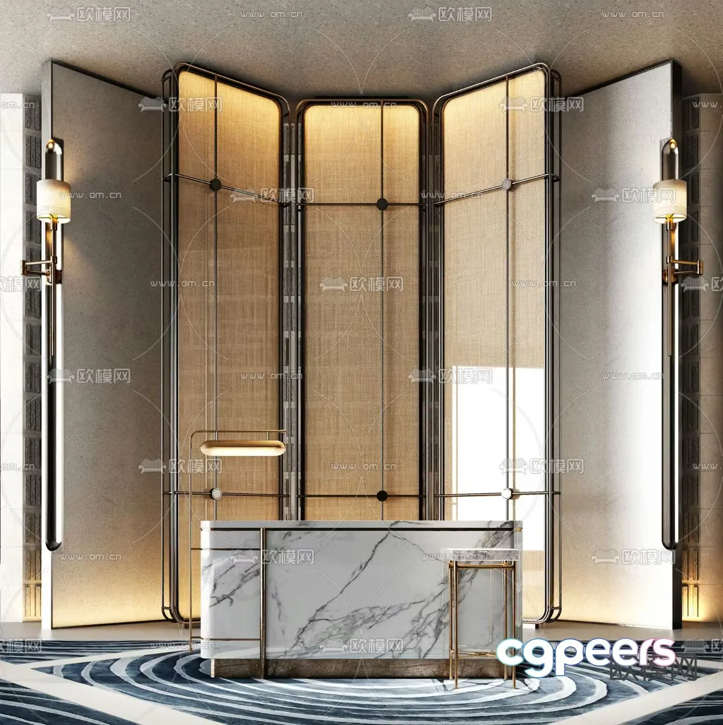 Light luxury front desk reception desk service desk 3D model
