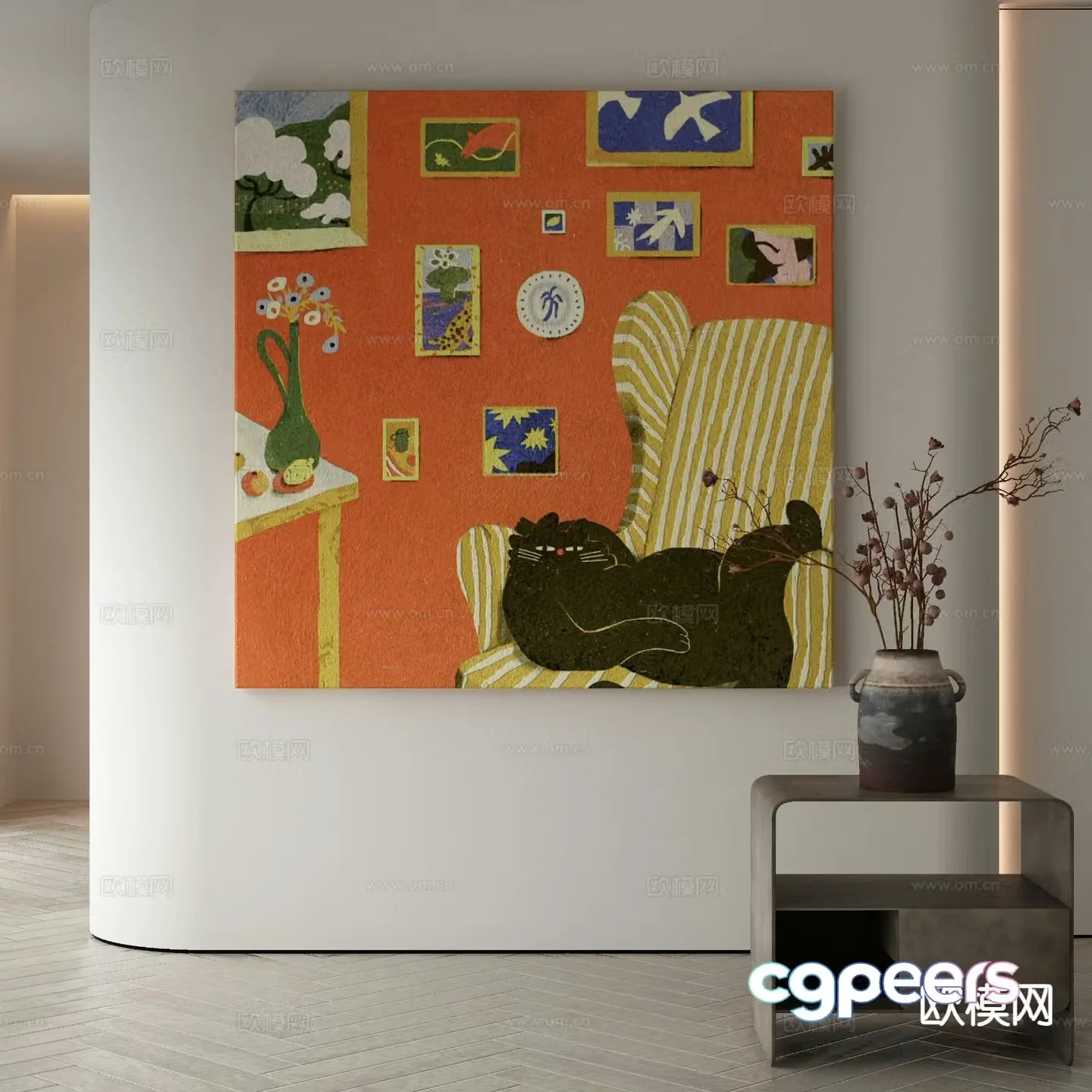 Modern cartoon painting decorative painting 3d model