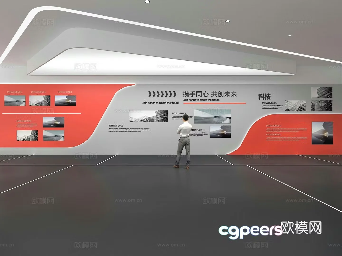 Cultural wall Corporate culture wall Display wall Education Exhibition hall Campus culture Corridor 3D model