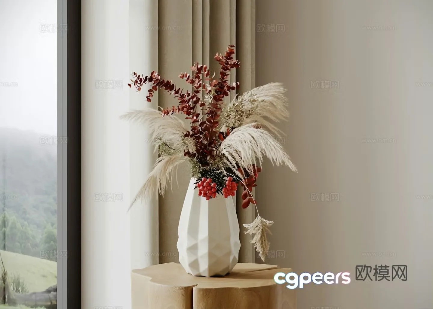 Modern flower vase flower arrangement 3d model