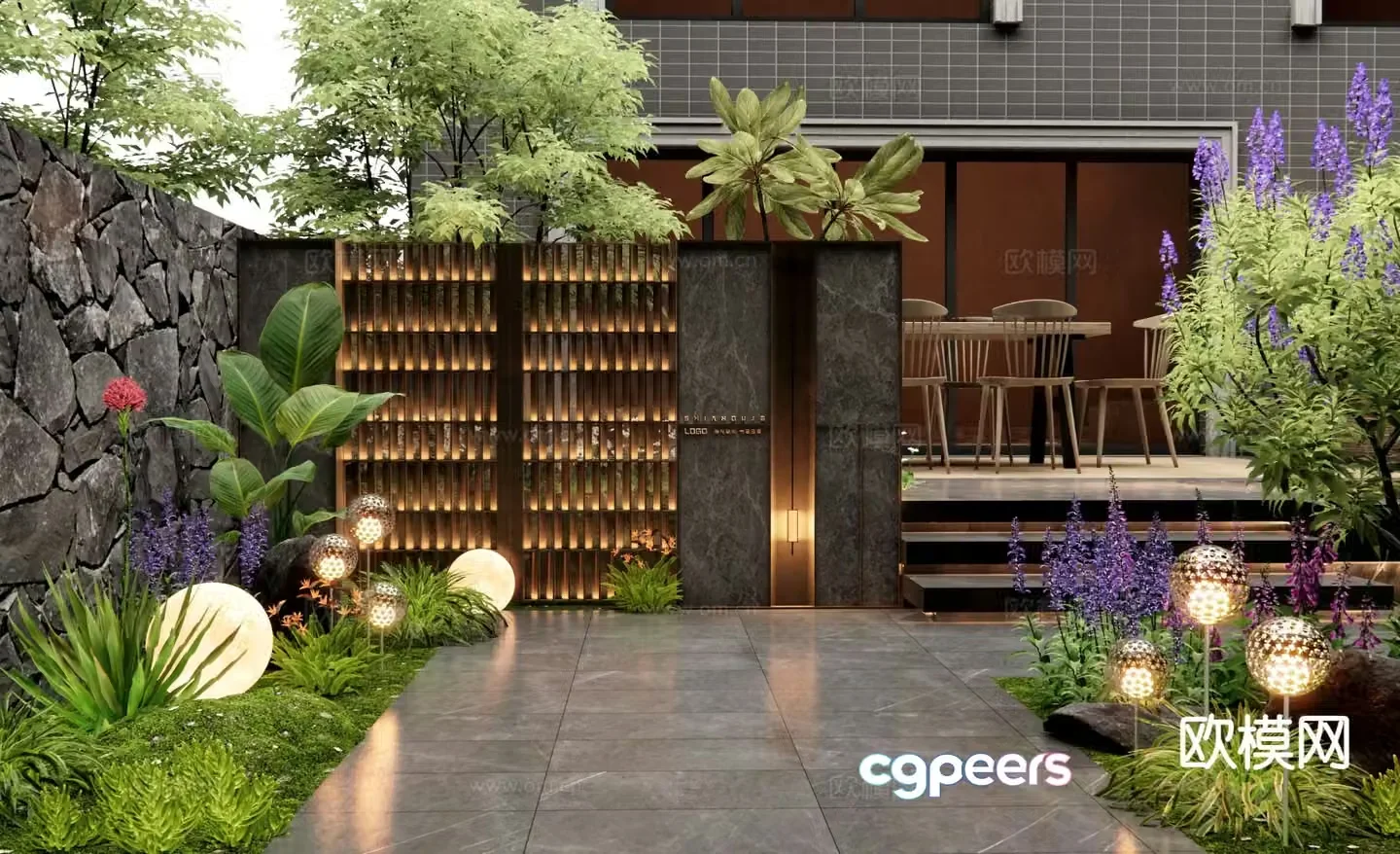 Modern courtyard landscape wall entrance landscape wall courtyard garden 3d model