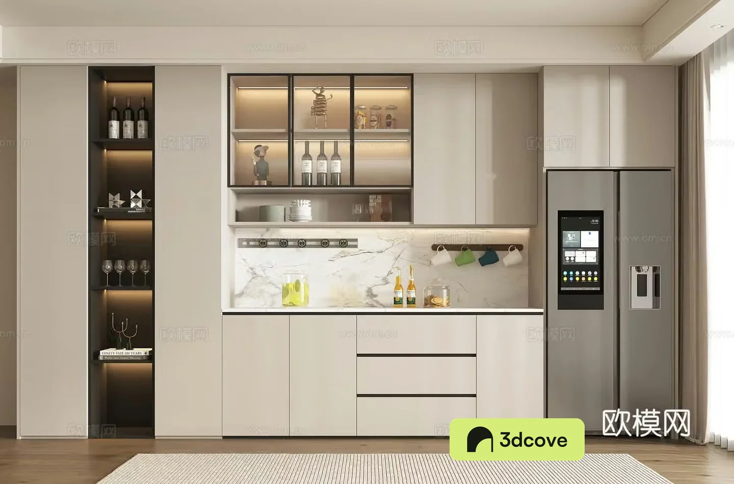 Modern wine cabinet sideboard decorative cabinet refrigerator wine cabinet semi-open