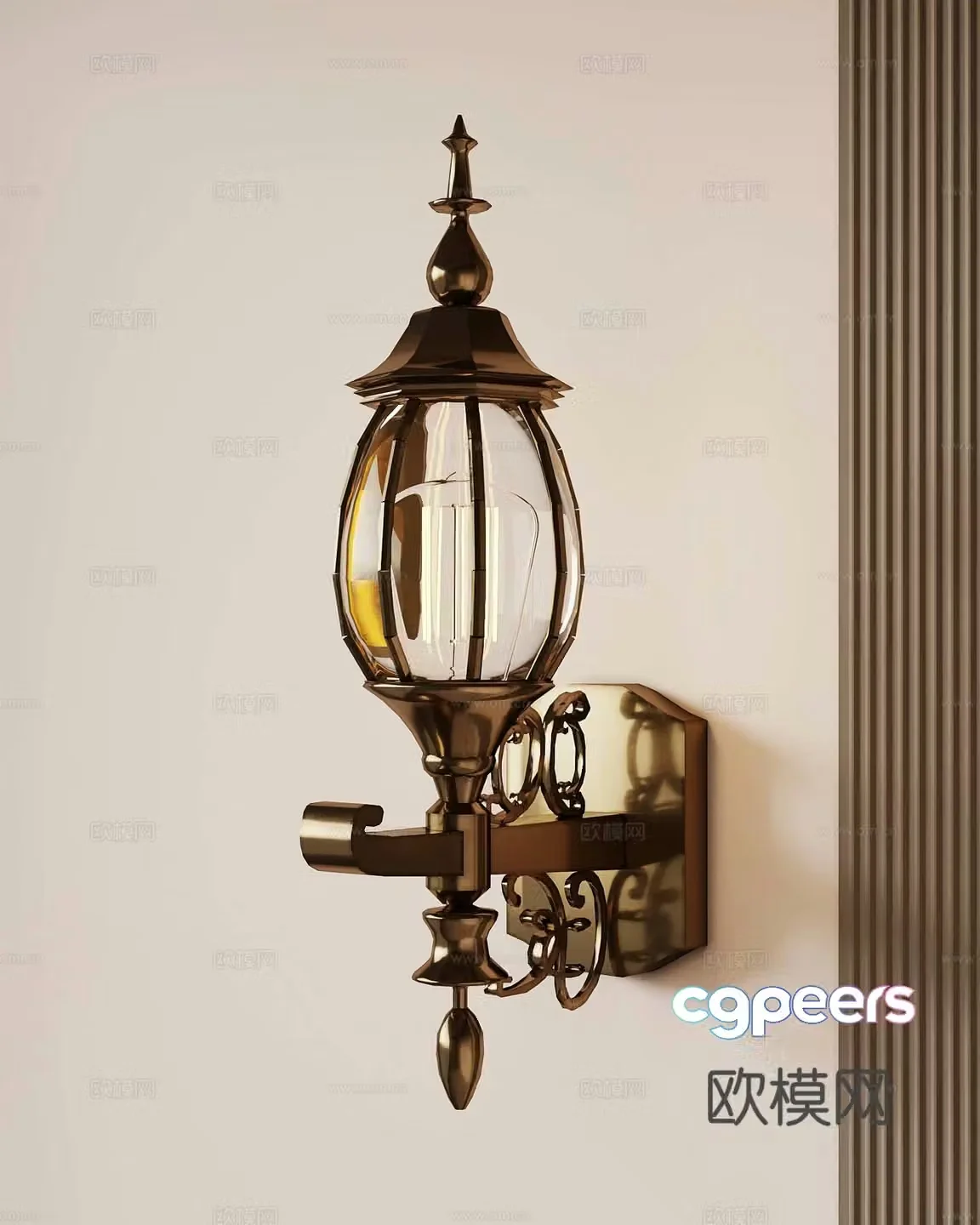 French metal wall lamp 3d model