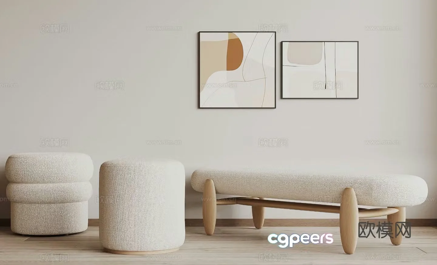 Stool Sofa Stool Round Stool Shoe Changing Stool 3D Model