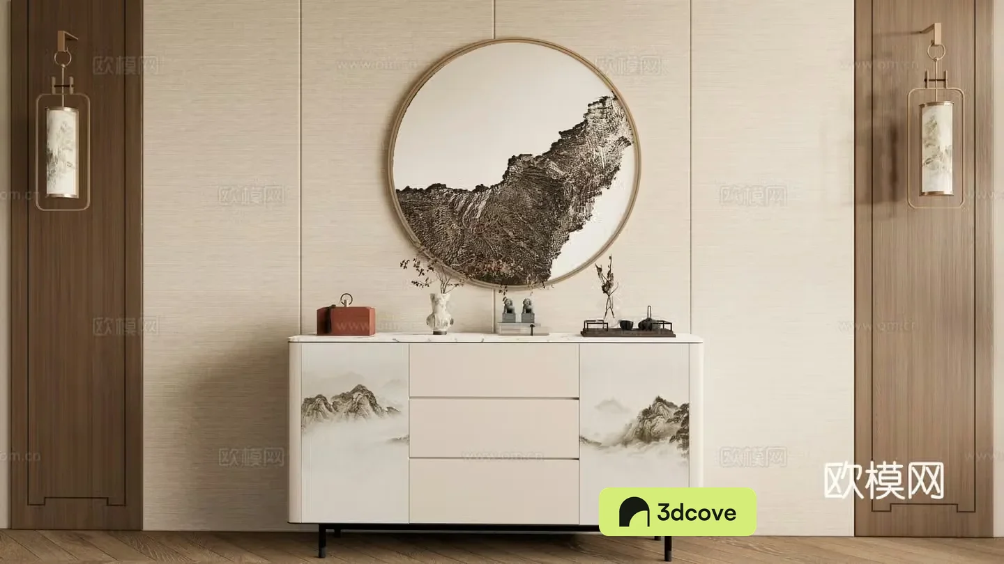 New Chinese style entrance cabinet side cabinet