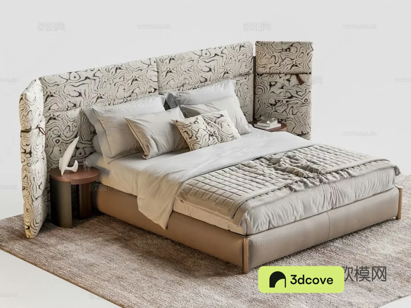 Modern French double bed Large backrest double bed Platform bed Master bedroom bed