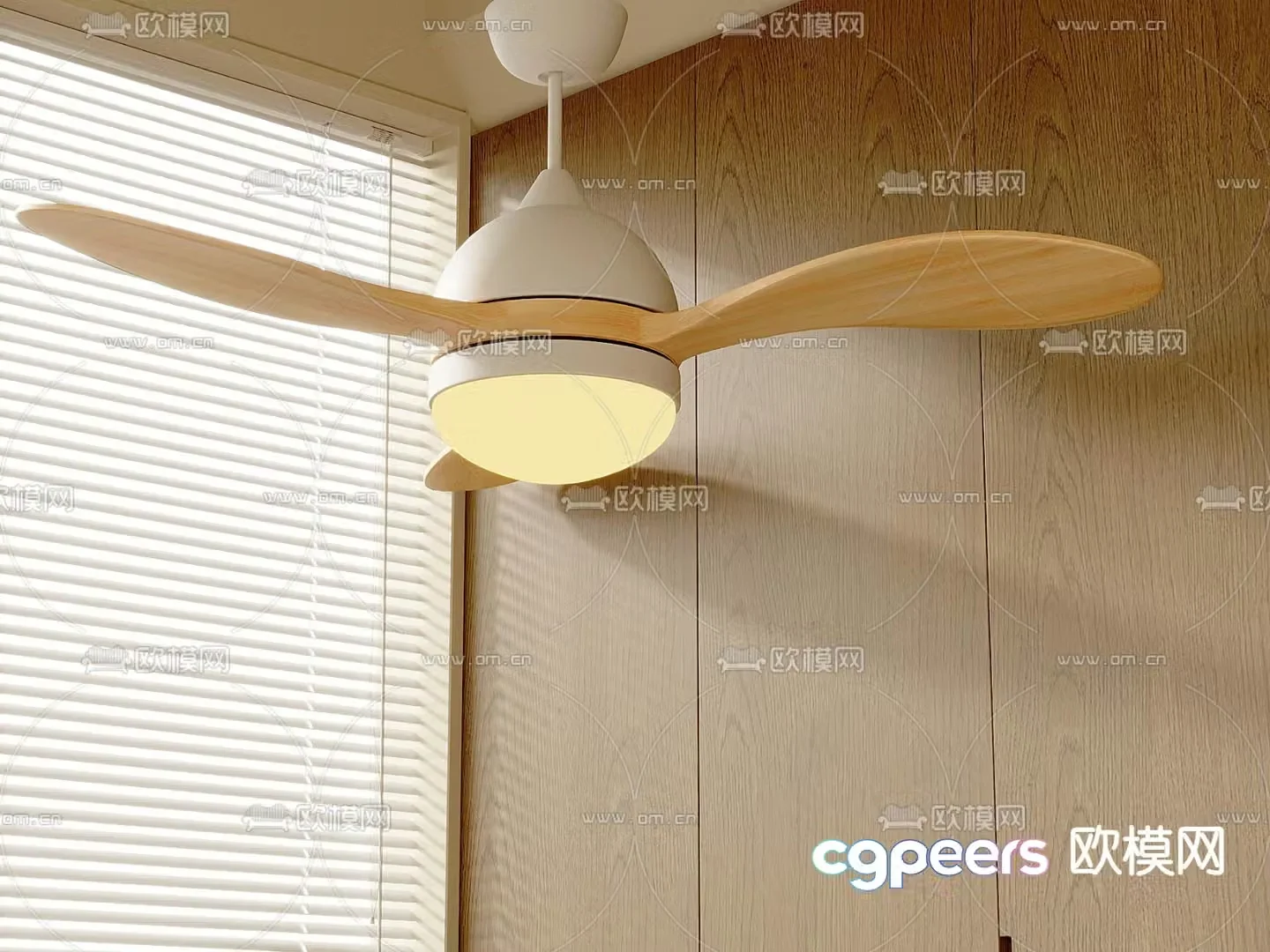 Cream style chandelier fan light 3d model