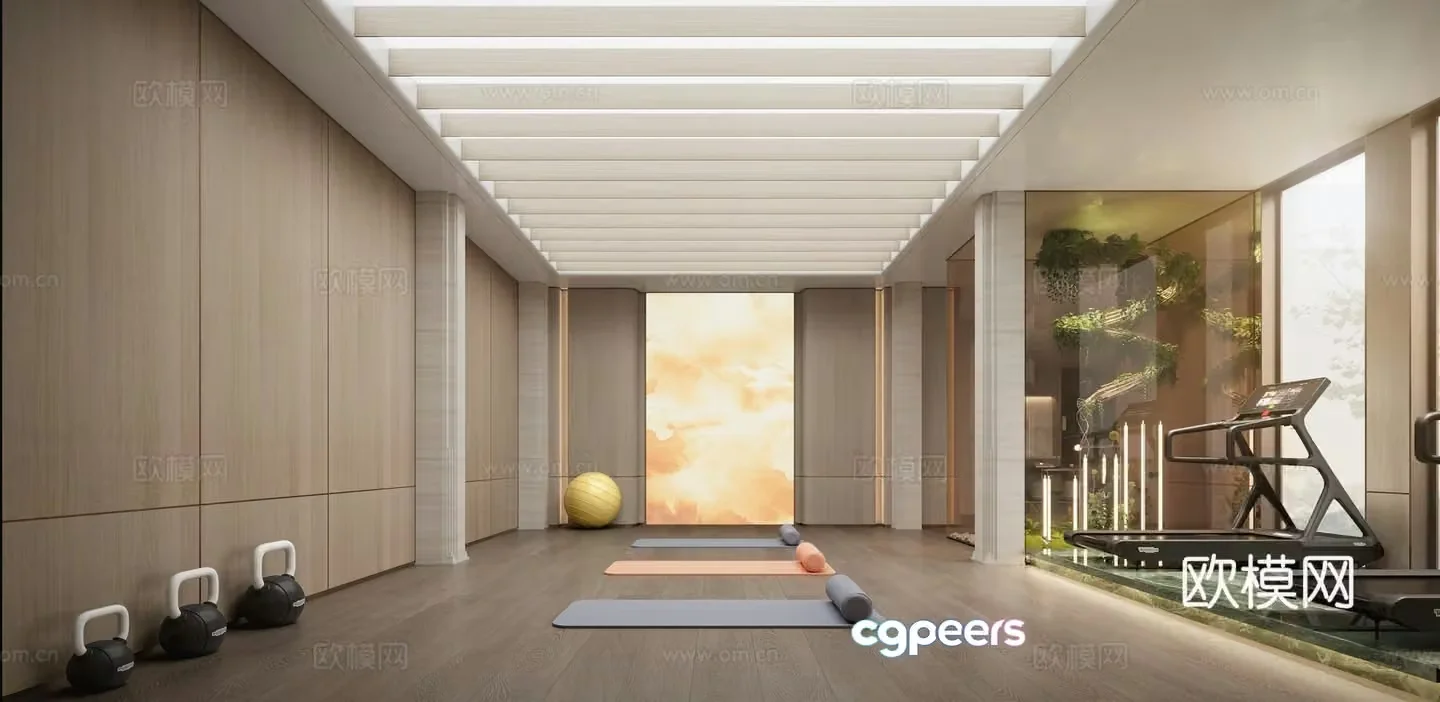 Modern villa gym 3d model