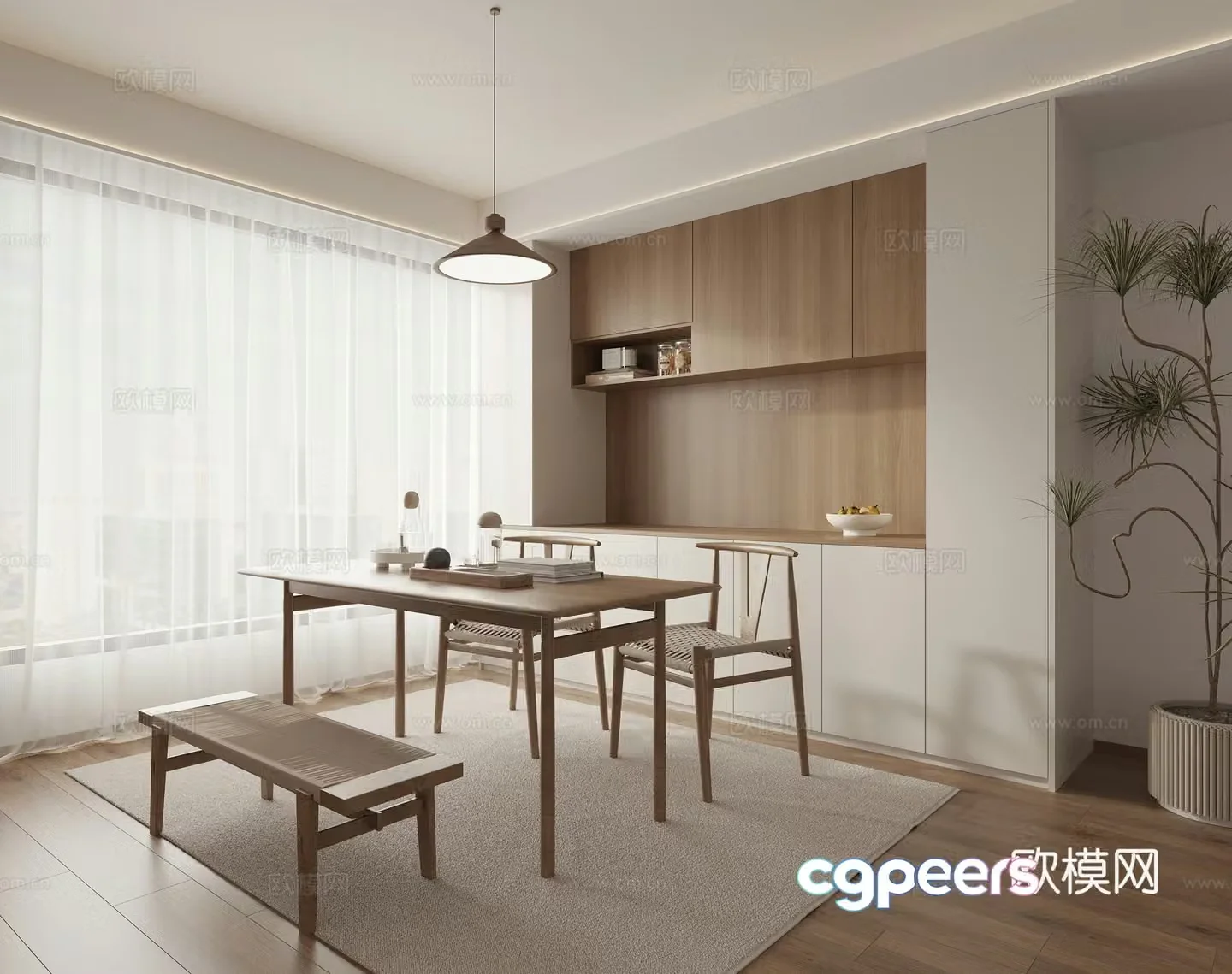 Wasabi Restaurant Dining Table and Chair Japanese Restaurant Dining Table and Chair 3D Model
