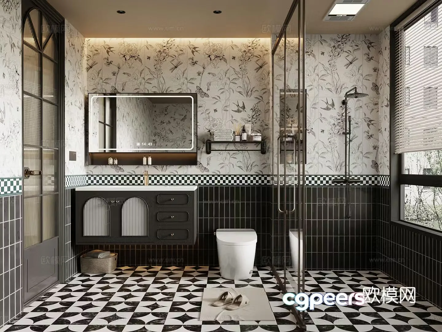 French bathroom bathroom cabinet toilet 3d model