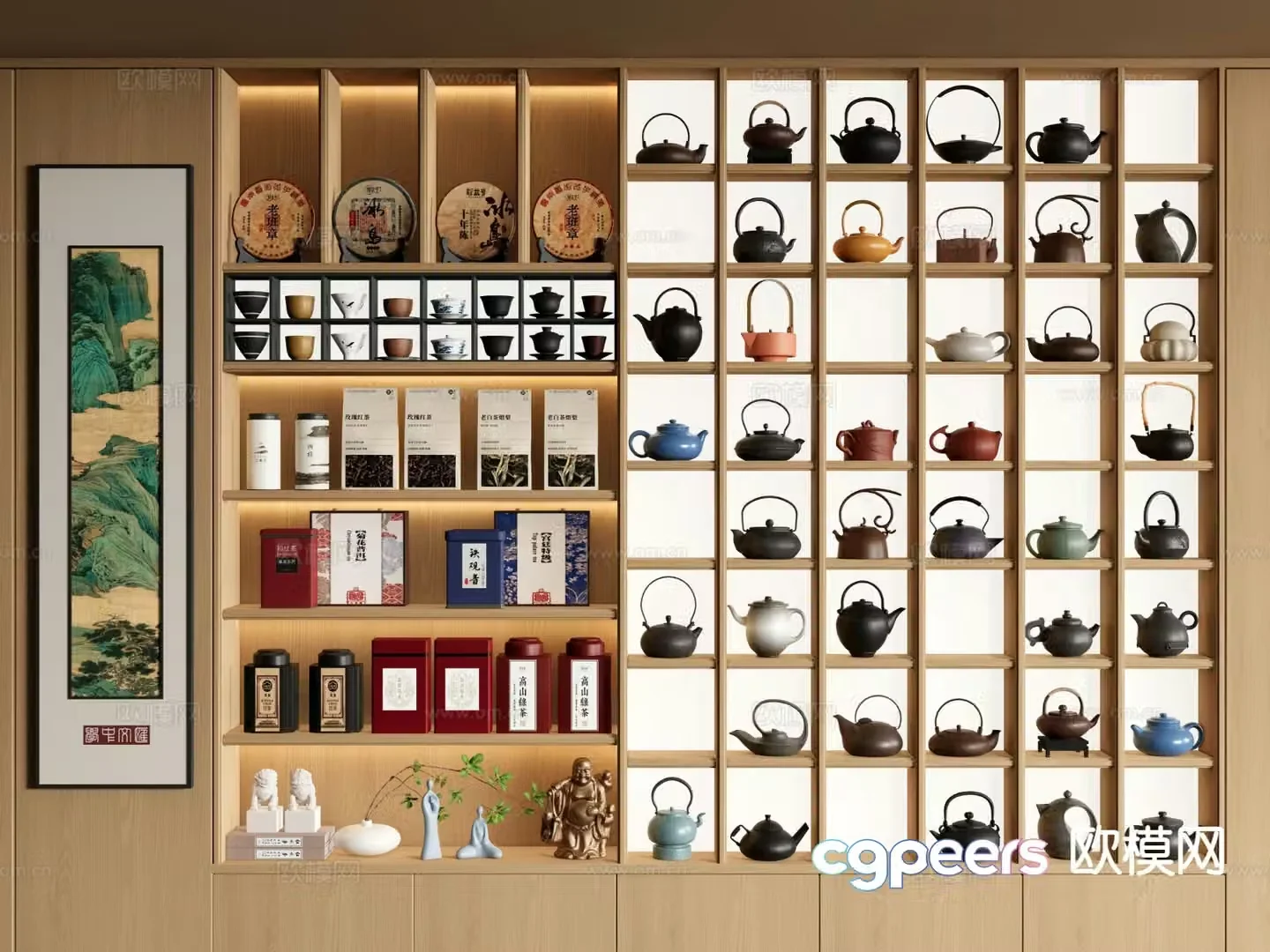 New Chinese style tea cabinet tea display cabinet 3d model