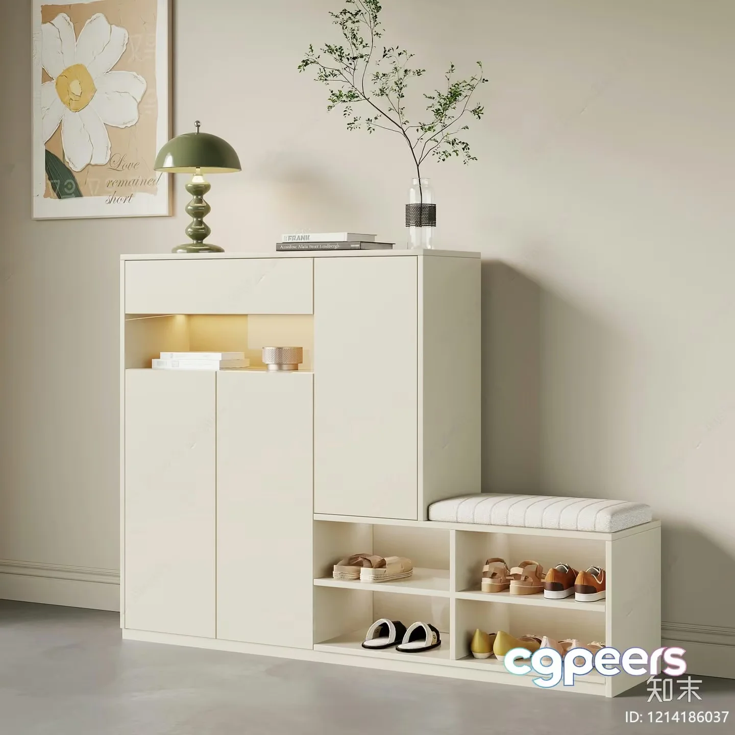 A Modern Shoe Cabinet 3D Model – 17358 – VRAY Render