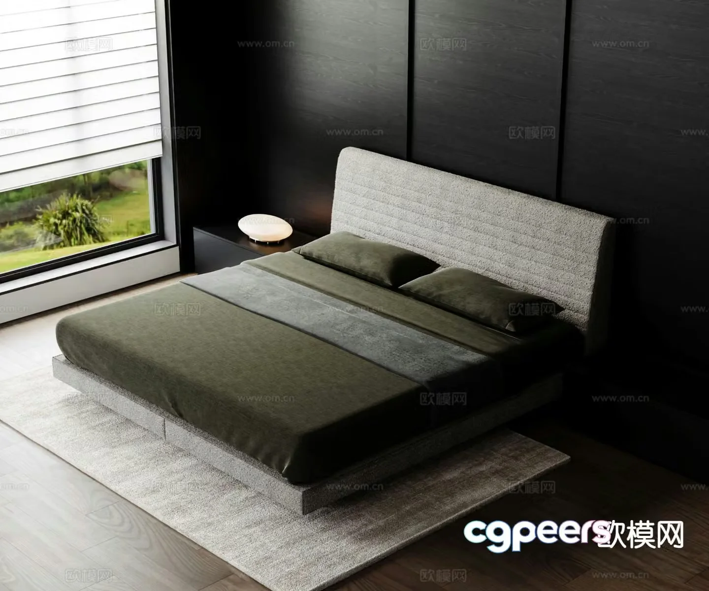Modern double bed 3d model