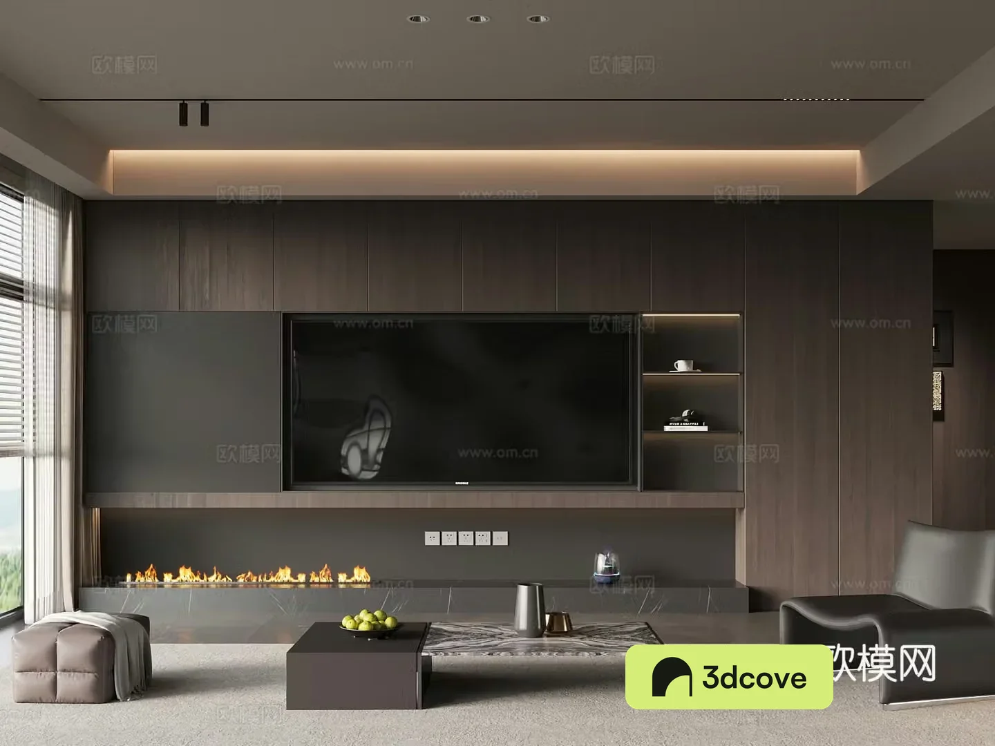 Home living room modern Italian living room TV background wall sofa coffee table combination