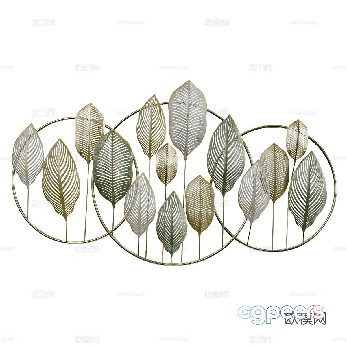 Modern Leaves Metal Chandelier 3d Model