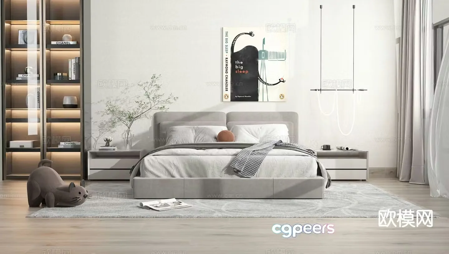 Modern double bed 3d model