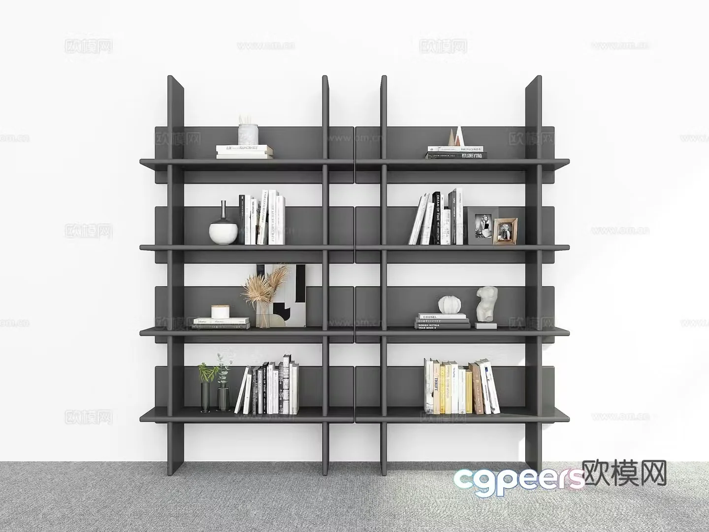 Modern bookshelf 3d model